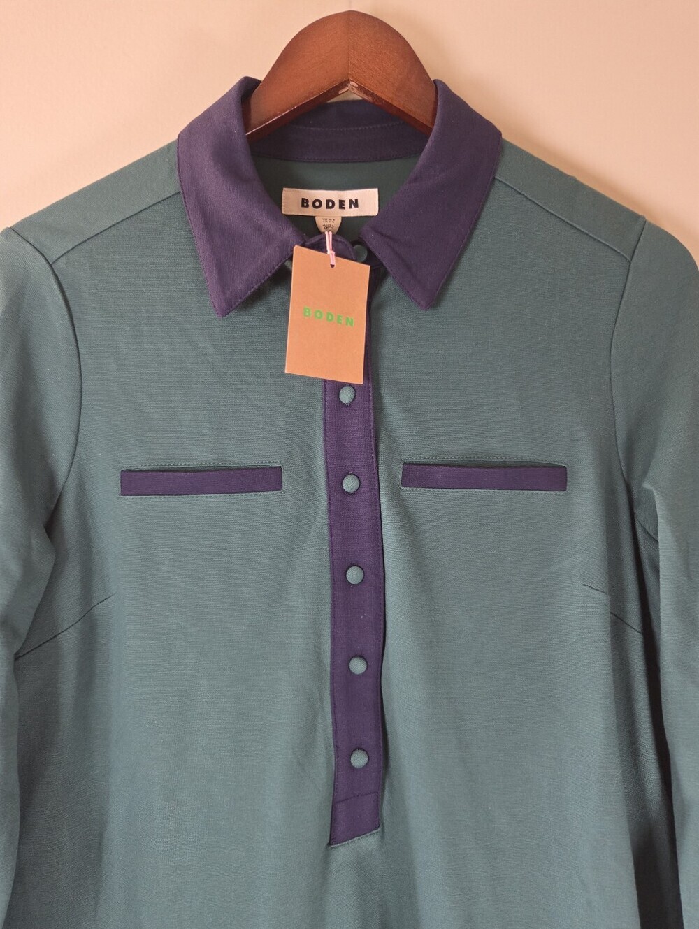 NWT Boden Georgina Ponte T-Shirt Mini Dress Green Blue Sz 8 Casual Boho Feminine - Picture 8 of 14